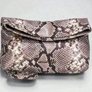 Michael Kors Snakeskin Leather Convertable Clutch Bag with Strap NWOT